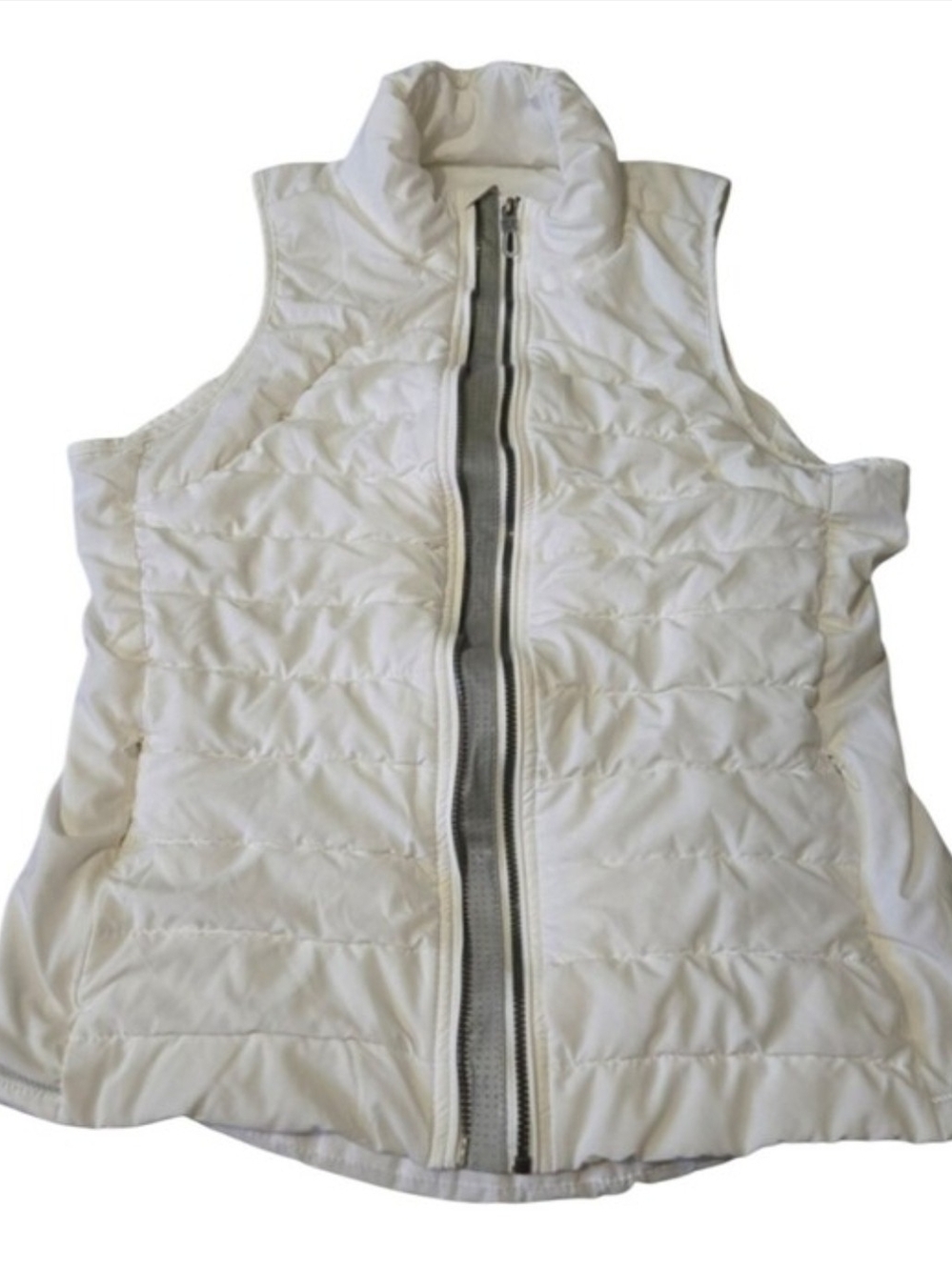 Tangerine White Quilted Puffer Vest Women's Small High Collar